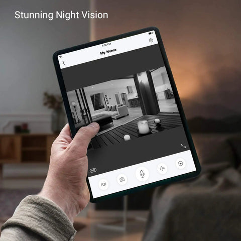 Person viewing live feed from 1080P Full HD Outdoor Wireless Security Camera With Color Night Vision For Indoor Or Outdoor Use