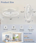 Twenty Inch Low Profile Ceiling Fan With Bright Light Kit Using Super Chill App Remote To Bring You Sweet Crisp Breezes Every Single Day Featuring Six Speeds Reversible Motor And Tunable Lighting Anywhere dimensions with 20 inch size and light specifications.