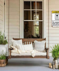 Heads Up Caution Sign For Equipment That Starts And Stops Automatically Aluminum 8x12 Inch on wall near porch swing