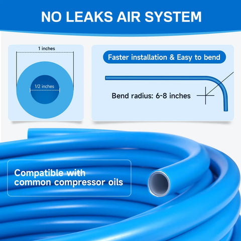 Shop Air Line Kit 100 Ft 1/2 Inch For Garage Rapid Air System With Durable HDPE Aluminum Piping Leak Proof