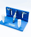 Heavy Duty T6061 Aluminum Belt Grinder Knife Jig with adjustable handles for precision blade sharpening.