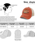Saffron Go-To Outdoor Baseball Hat For RV Lovers And Camper Road Trips With Adjustable Back Strap shown with size details