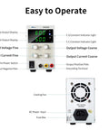 Variable DC Power Supply 60V 5A Bench Lab Power Supply With 3 Digit LED Display showing front LED and back cooling fan