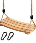 Beech Wood Tree Swing Seat With Adjustable Rope For Kids, Kid Friendly Ergonomic Design And Non Slip Ridged Seat, 16.5 By 7.9 Inches, Indoor Outdoor Swing Chair For Garden Play, Supports Up To 220 Lbs.