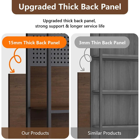 Rock Solid Retail Display Rack With Pegboard And Hooks, Freestanding Store Shelving Stand, Handy Storage Cabinet Below, No Sweat Setup For Boutiques And Convenience Shops, Dark Walnut Finish Game Changer