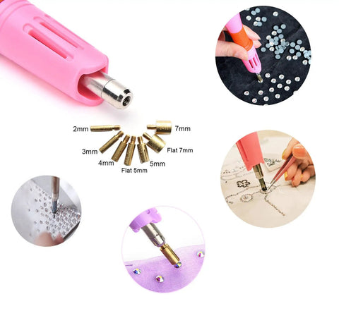 Rhinestone Applicator Kit With Rhinestones Pro Iron On Setter Tool 7 In 1 Hot Fix Wand For Crystal Gems Crafting Fashion Accessories
