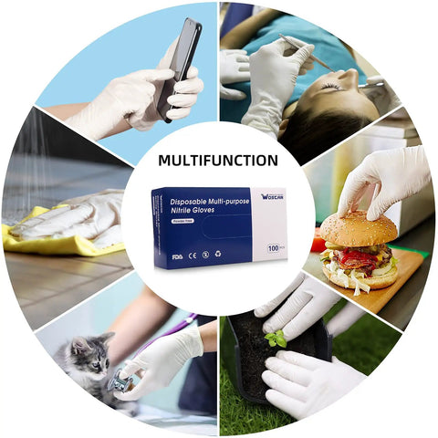 Various uses of Medium Nitrile Disposable Gloves 4 Mil Powder Free Latex Free Exam Gloves 100 Count For Safe Work