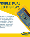 HL450 Laserometer Receiver With Digital Readout And Dual LCD Elevation Displays 102 Mm Beam Reception Built Tough IP67 Rugged Housing Drop Resistant Up To 5 Ft Includes Rod Clamp And User Guide For Quick On Grade, angled view with dual LED display