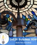 Interior view of the Sea Blue Dragonfly Tiffany Style Stained Glass Desk Lamp, bulb sockets visible, for home office or living room.