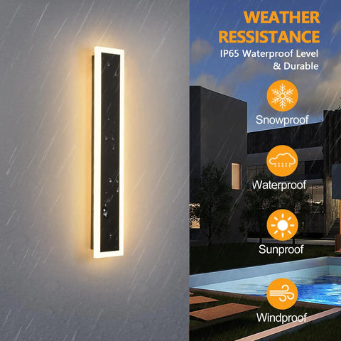 Three Color Change Outdoor Wall Light LED 12W Black Metal Sconce With Acrylic Lens Waterproof Exterior Lighting Fixture