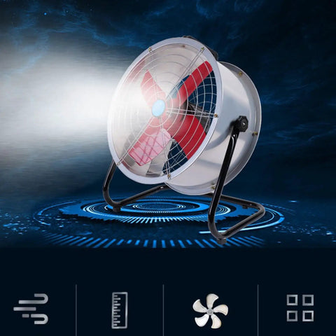 Heavy Duty 24 Inch Industrial Floor Fan Built Like A Tank With 360 Degree Swivel Adjustable Head Dual Speed Settings Rock Solid Airflow Blower For Garages Warehouses And Covered Porches, metal construction, red blades, portable design.