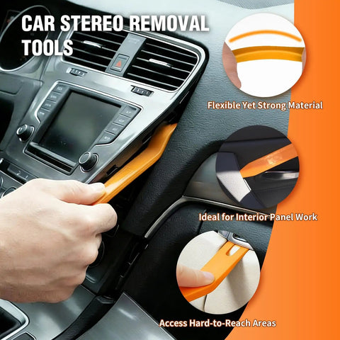 Pro Grade Paintless Dent Repair Kit With Dent Lifter Golden Lifter Bridge Puller Slide Hammer T Bar And Suction Cup For Car Auto Body Hail Damage Or Door Dings, orange trim tool in car dashboard