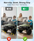 Real Rubber Tire Upgrade Kit for Power Wheels Kids Ride On Cars comparison before and after anti slip tires with quieter ride