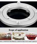 Heavy Duty Lazy Susan Turntable Base For Smooth 360 Degree Rotation Aluminum Alloy Swivel Platform With Ball Bearing Design Tough As Nails Built To Last Sturdy Table Center For Kitchens And Craft Tables Fits 12 16 20 24 And 32 Inch Sizes with example setups on countertops.