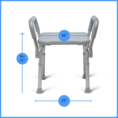 Heavy Duty Bath Bench With Padded Armrests For Safe Showers, High Weight Capacity Up To 350 Lbs, Comfy Durable Shower Seat For Tub Use