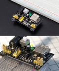 Kickstart Your Prototypes With This Straight Up Dope 3.3V 5V MB102 Breadboard Power Supply Module, dual output and USB connector.