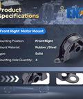 Front Right Motor Mount, rubber and steel, solid design, 4 mounting holes, optimized for Honda Acura models 1994-2001.