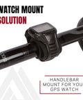 Handlebar Mount For Garmin Forerunner Watches And Other Bike Watches, Quick Clip Bicycle Mount Kit on black handlebars