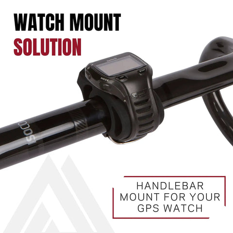 Handlebar Mount For Garmin Forerunner Watches And Other Bike Watches, Quick Clip Bicycle Mount Kit on black handlebars