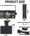 Product dimensions of Lit Party Lights Sound Activated DJ Disco Light With 3 In 1 RGB Ball Effects And 7 Color Wash shown with accessories.
