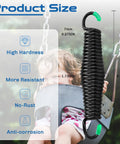 Beefy Heavy Duty Porch Swing Springs Two Pack 1300 Lb Capacity Rust Resistant Chrome Plated 304 Stainless Steel shown on swing