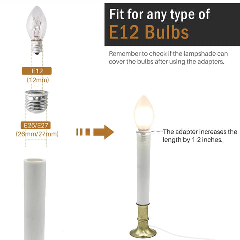 Diagram showing E26 To E12 Light Socket Adapter 6 Pack Converts E26 And E27 Fixtures To E12 Bulbs Ideal For LED And CFL Safe UL Listed