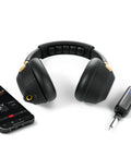 Spark NEO Wireless Guitar Headphone Amp And AI Powered Guitar Rig For Dope Audio Experience displayed with transmitter and app