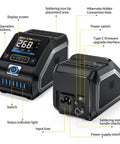Beefy 200W High Power Soldering Station Kit With Two Helping Hands Fast Heat Up One Second Heat Up Three Second Melt 100 to 240V Compatible Smart Temperature Control Copper Transformer For Precision Electronics with display and ports