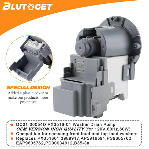 Washer Drain Pump Replacement For WA4 WA5 WF2 WF3 WF4 WF5 Series Direct Substitutes DC31-00178A And DC31-00178D close-up