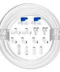 TSnsfCerti NSF 1/4" inch Water Line Tubing and Push to Connect Fittings for Reverse Osmosis Water Filter RO fittings, 14 pcs connectors + 30 ft tubing