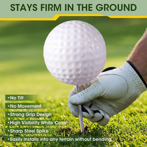 Four Pack Plastic Golf Tee Markers For Golf Course White Tee Box Markers With Steel Spikes UV Resistant Durable Ball Markers