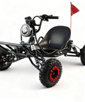 Electric Go Kart For Adults And Kids With 2100W Motor, 3 Speed Off Road Kart, Premium Steel Tubular Frame, rugged tires, front view.