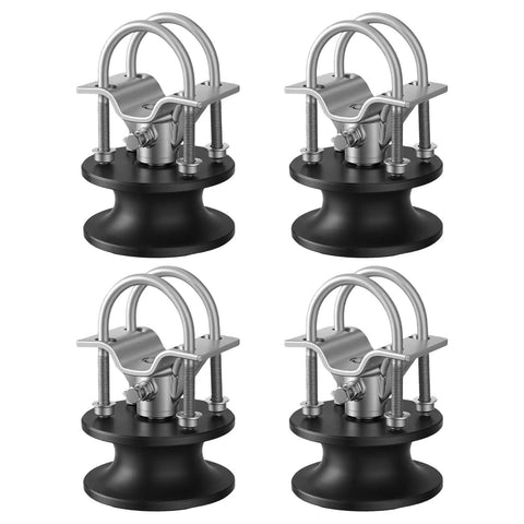 Heavy Duty Nylon Sliding Gate Rollers Pack Of Four With Slick Rolling Wheels For Zero Friction And Whisper Quiet Gate Operation Tough As Nails Hardware Parts Set, close-up view of rollers.