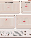 Adjustable Child Safety Window Guard Bars dimensions and installation parts for home safety, white frame setup details.
