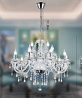 12 Lights K9 Crystal Chandelier Pendant Ceiling Light in Silver for Dining Room Living Room Bedroom Hallway Balcony, size 31.6in x 25.6in