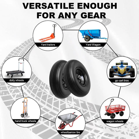 No Flat 13 Inch 4.00-6 Wheelbarrow Tire And Wheel 2 Pack with multiple uses including hand trucks and wagons