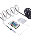 Battery Powered LED Strip Lights With 24 Key Remote For DIY Indoor And Outdoor Decor And Accent Lighting Waterproof Six Point Five Six Foot Long