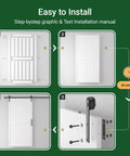 Step-by-step installation guide for White 30X84 Inches Sliding Barn Door Smooth Rail System Floor Guide H-Frame Hardware Kit.