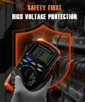 Technician using Digital Multimeter With Auto Ranging TRMS 6000 Counts For SpotOn AC DC Voltage And Current Resistance Capacitance