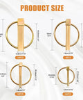 Product size chart for Heavy Duty Lynch Pin Kit 50 Piece Set for Farm Equipment showing various ring clip dimensions