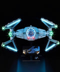 Premium USB Lighting Kit For Lego 75382 Interceptor Aircraft Model, Lighting Components Only, with illuminated wings and cockpit, black background