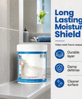 Heavy Duty Multi Surface Waterproof Sealant Spray To Nail Leaks On Roofs Walls Or Tiles Clear protective coating in a bathroom.