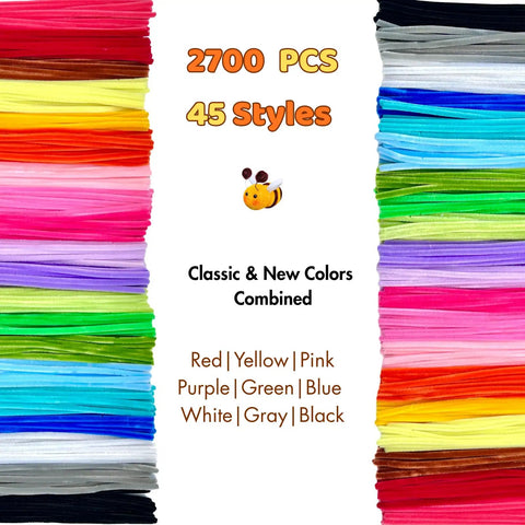 1350 Pieces 12 Inch Thick Pipe Cleaners Craft Set With 45 Colors Chenille Stems For Arts And Crafts Projects Fun Diy Decor School Activities Party Decorations And Handmade Ornaments Bulk, 45-color stacks