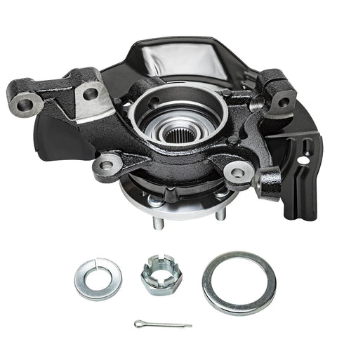 Close-up of 2 Front Steering Knuckles And Wheel Hub Bearing Assembly Kit For Hyundai Sonata 2011 2.0L Sport Suspension Replacement Direct Fit