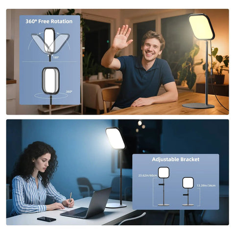 10 Inch Ring Light For Computer And Video Calls With Stand And Phone Holder, Eye Safe 15W LED Desk Light, Soft Shadow Free Full