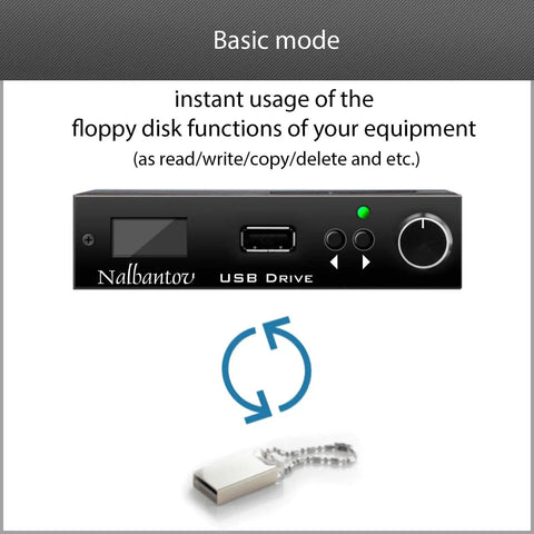 N-Drive eXtreme Drive Emulator for Yamaha Disklavier with USB connection and floppy disk functions, shown in basic mode.