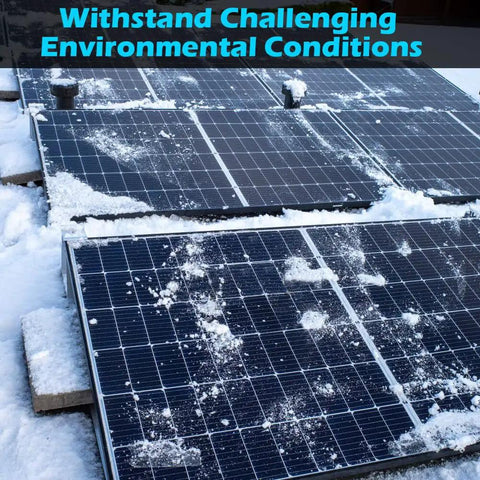 550W Monocrystalline Solar Panel Pack, Grade A Cells, Waterproof IP68, snowy outdoor installation view.