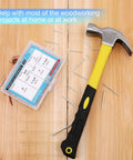 Tough As Nails 8 Oz Claw Hammer Kit Including 376 Precision Cut Steel Nails Built For Hassle Free Picture Hanging Interior Decorating And Weekend DIY Fixes Anywhere on a wooden surface with nails and nail box.