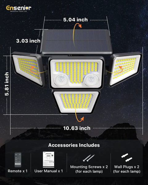 Built Tough 4 Head Motion Sensor Solar Security Flood Lights Bring Beast Mode Brightness To Porches And Yards Wide Angle Detection Ready To Go Dusk To Dawn Two Pack