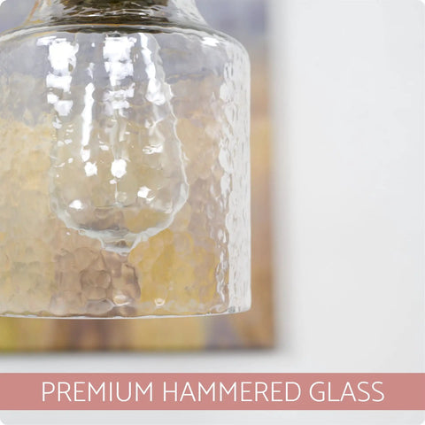 Set Of Three Hammered Cylinder Glass Shade Pendant Lights For Bathroom Vanity And Chandelier Upgrade In Modern Water Glass Design